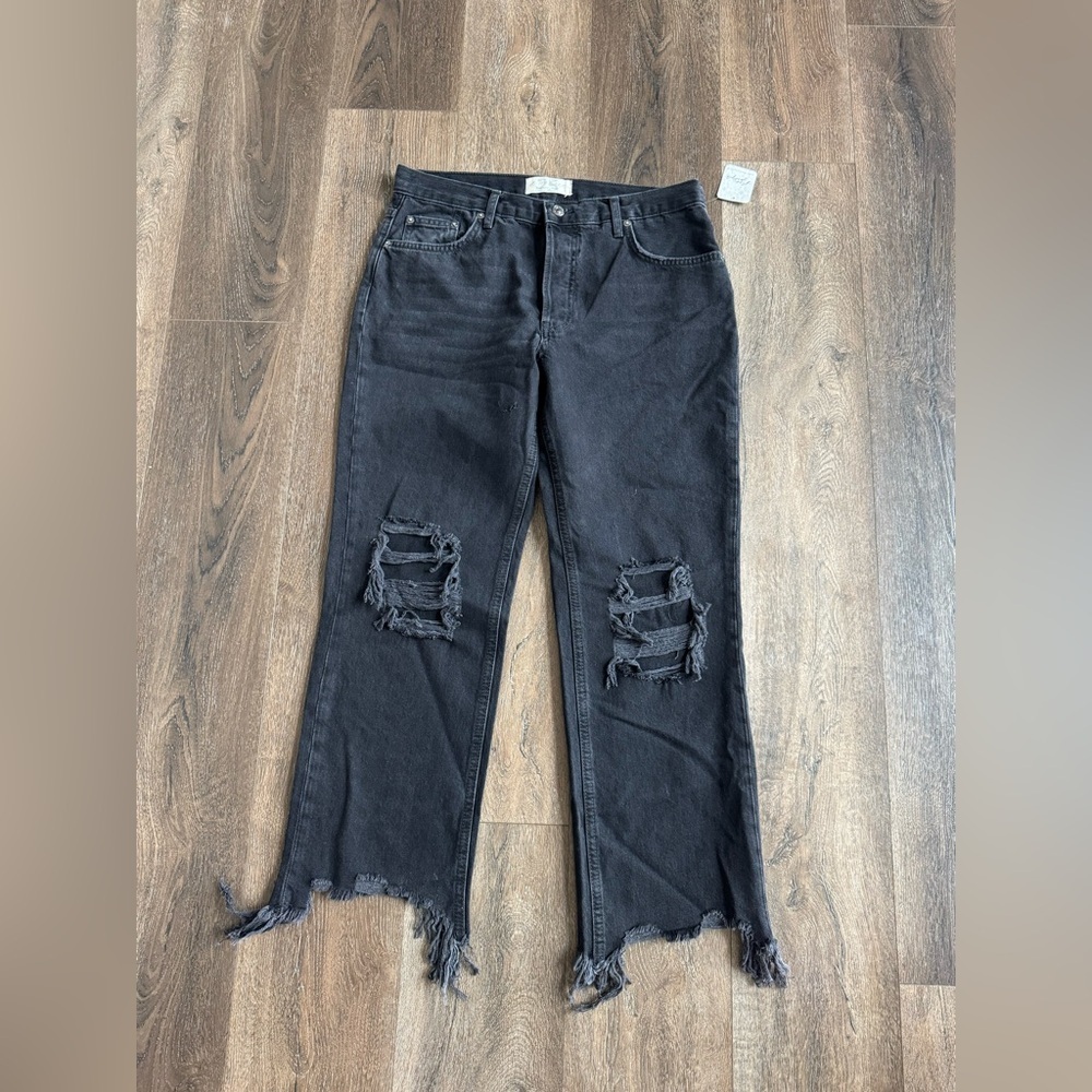 We The Free Black Distressed Flare Jeans women’s size 25